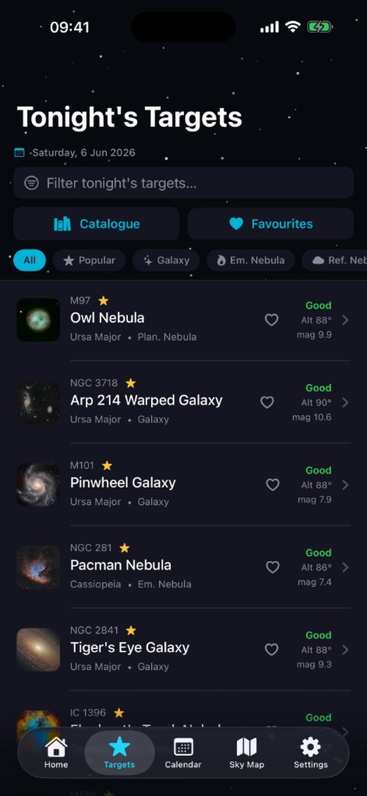 Tonight's ranked target list